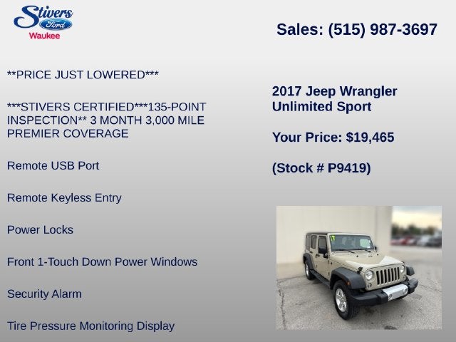 2017 Jeep Wrangler Unlimited Sport