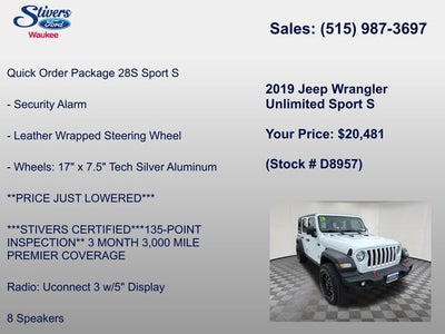 2019 Jeep Wrangler Unlimited Sport S