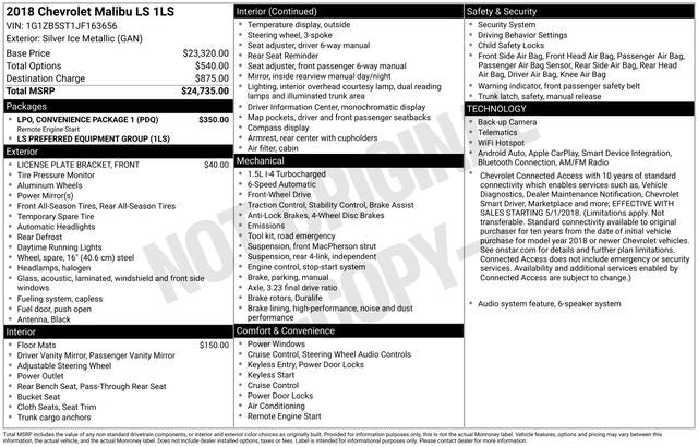 2018 Chevrolet Malibu LS 1LS