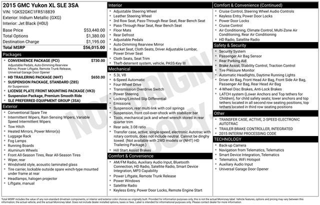 2015 GMC Yukon XL SLE 1500