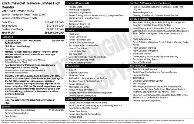 2024 Chevrolet Traverse Limited High Country