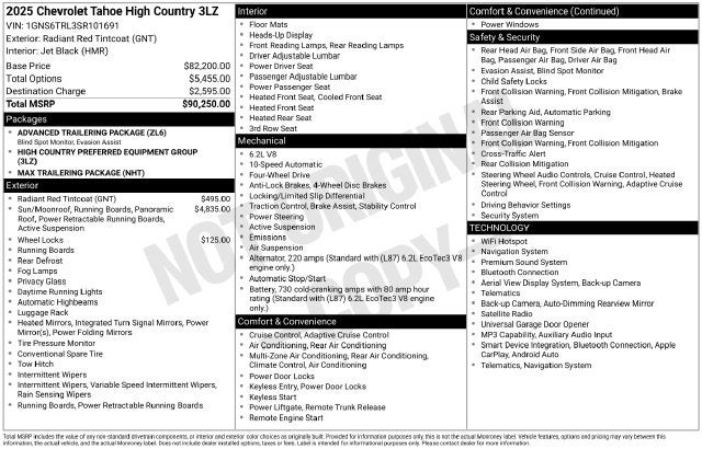 2025 Chevrolet Tahoe High Country
