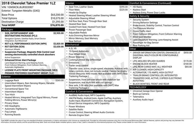 2018 Chevrolet Tahoe Premier