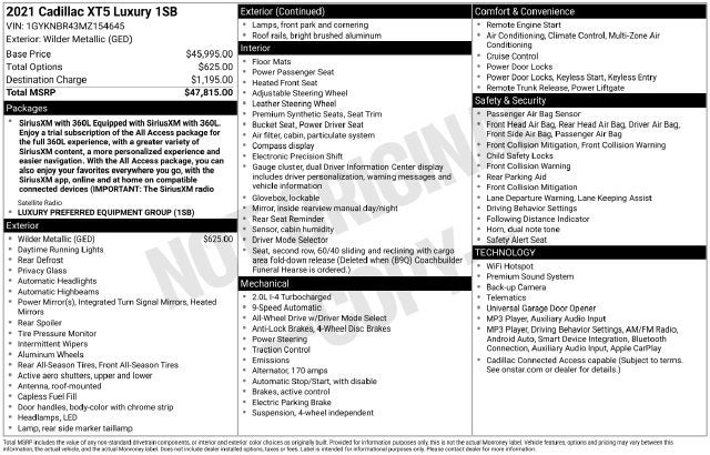 2021 Cadillac XT5 Luxury