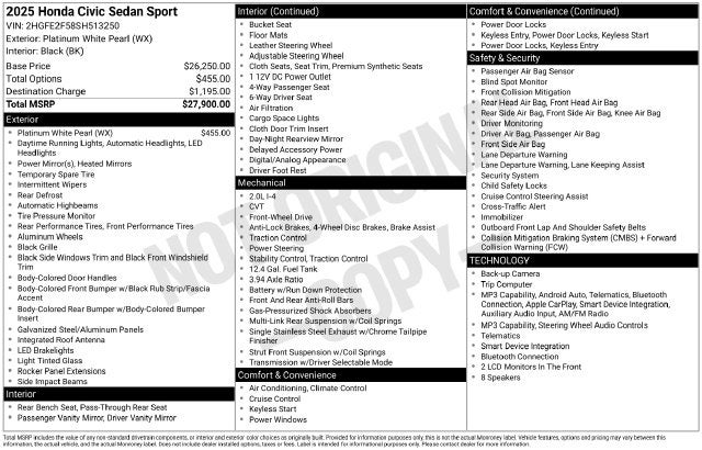 2025 Honda Civic Sport