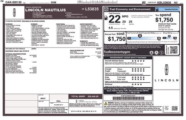 2019 Lincoln Nautilus Reserve