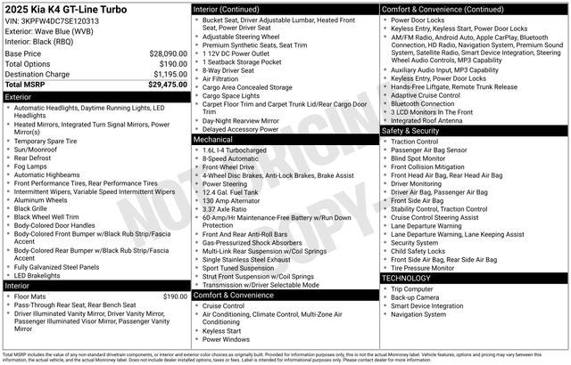 2025 Kia K4 GT-Line Turbo