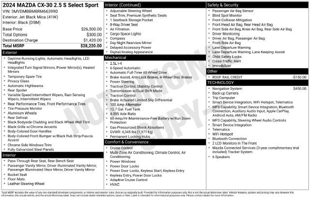 2024 Mazda Mazda CX-30 2.5 S Select Sport