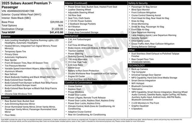 2025 Subaru Ascent Premium