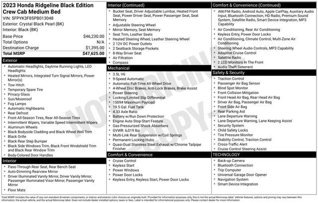 2023 Honda Ridgeline Black Edition