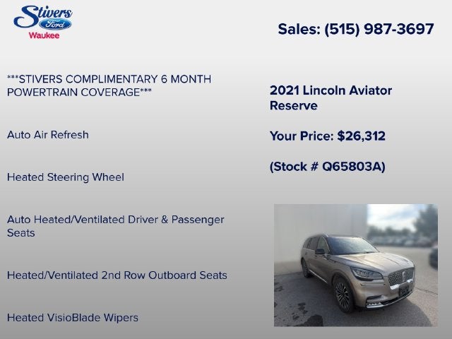 2021 Lincoln Aviator Reserve Premium