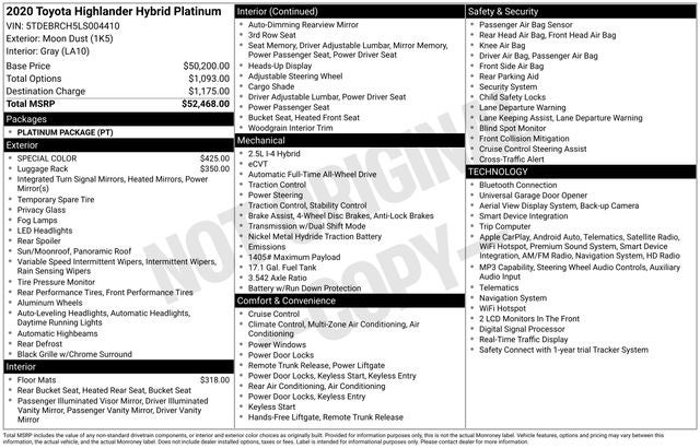 2020 Toyota Highlander Hybrid Platinum