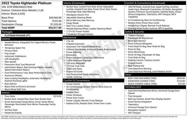 2022 Toyota Highlander Platinum
