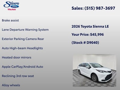 2026 Toyota Sienna LE 8 Passenger