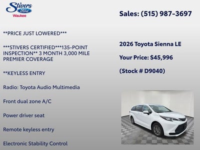 2026 Toyota Sienna LE 8 Passenger