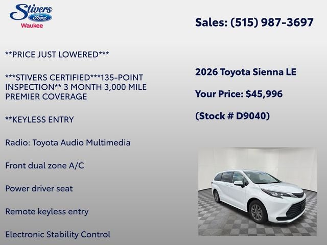 2026 Toyota Sienna LE 8 Passenger