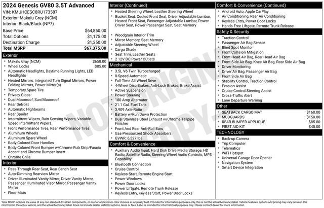 2024 Genesis GV80 3.5T Advanced