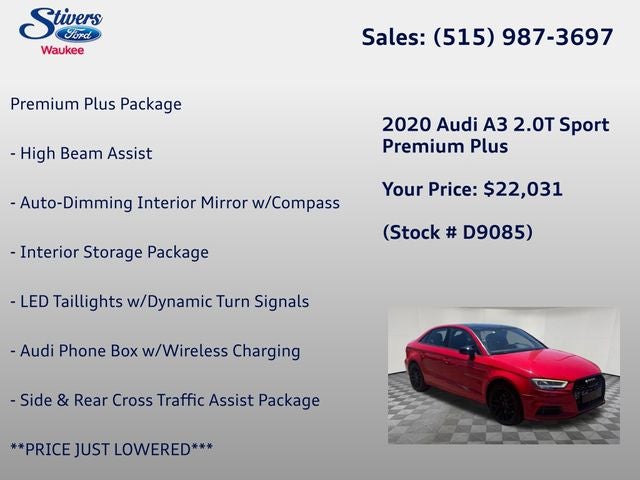 2020 Audi A3 2.0T Premium Plus
