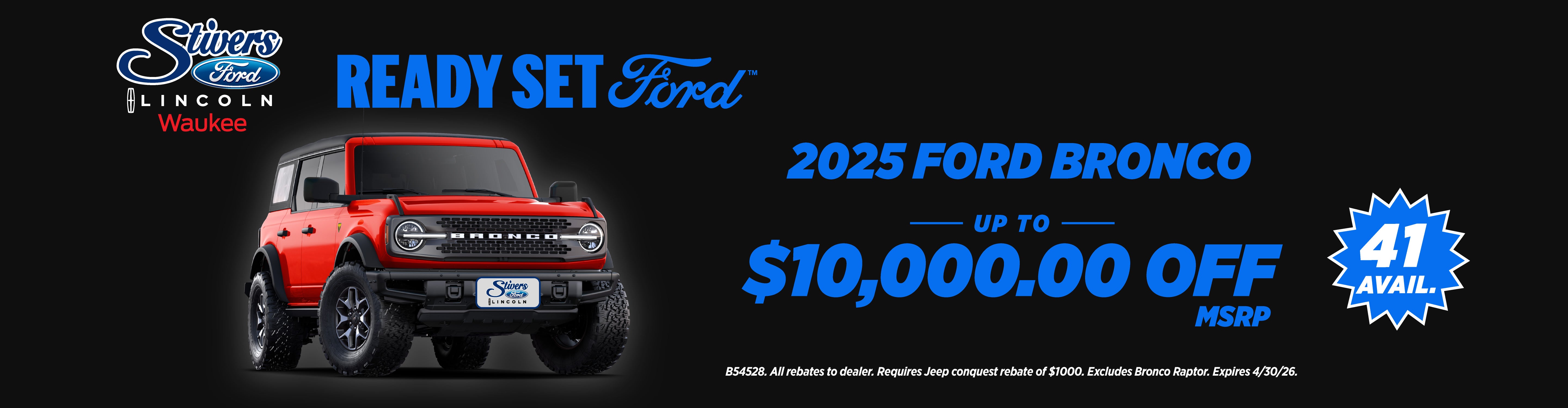 2025 Ford Bronco save up to $10,000 off MSRP