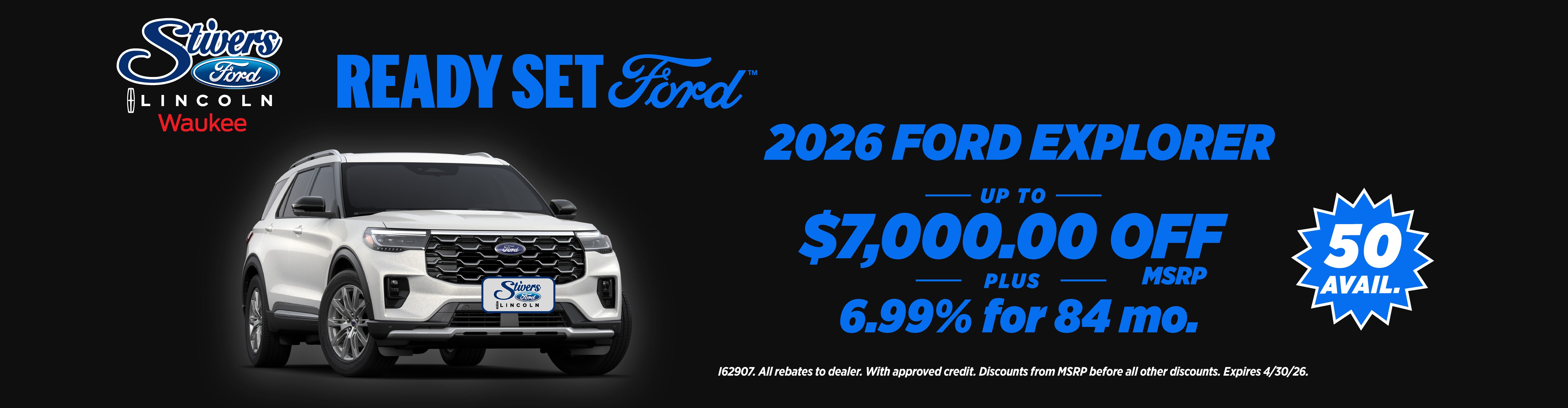 2026 Ford Explorer save $7,000 plus 6.99% APR