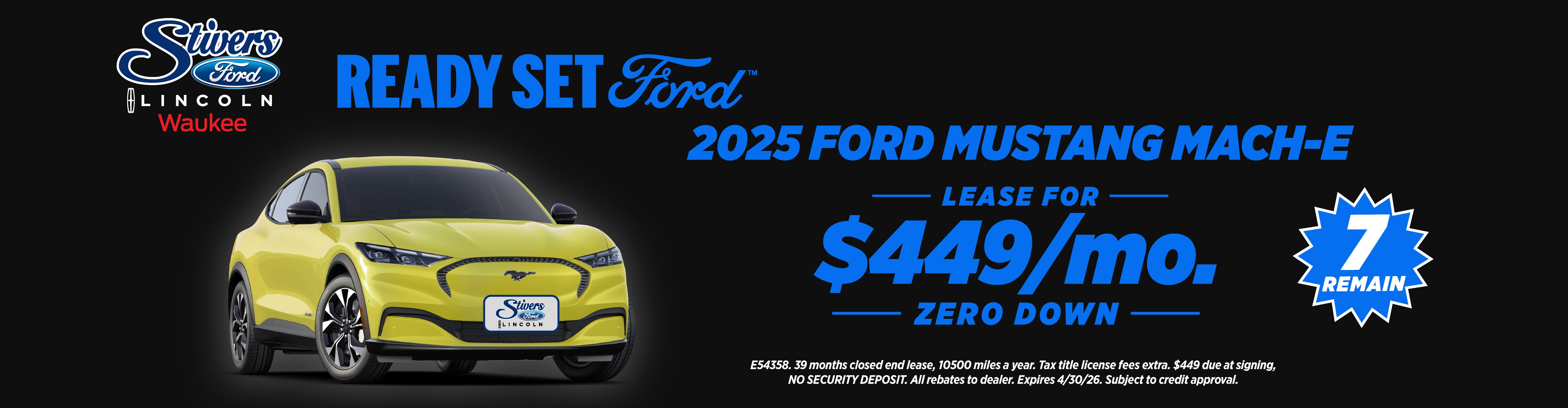2025 Mustang Mach-E lease $449/mo zero down